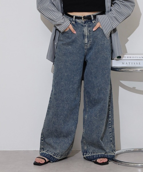 hunch（ハンチ）の「hunch １０オンス　バギーパンツ（デニムパンツ・レディース・ライトブルー/ブルー/ライトインディゴブルー・FREE）」の19枚目の写真