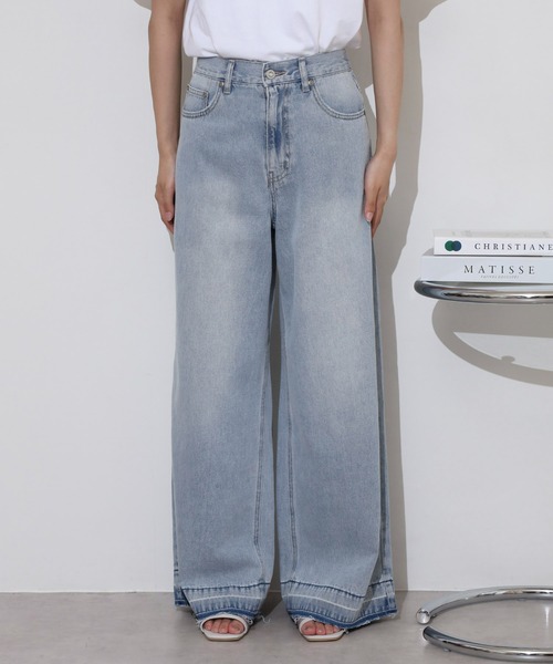 hunch（ハンチ）の「hunch １０オンス　バギーパンツ（デニムパンツ・レディース・ライトブルー/ブルー/ライトインディゴブルー・FREE）」の6枚目の写真