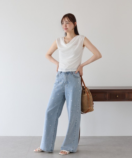 BLUEEAST(ブルーイースト)の「ドレープネックフレンチシアーTシャツ(Tシャツ/カットソー・レディース・ブラック/チャコールグレー/ホワイト・MEDIUM)」の6枚目の写真