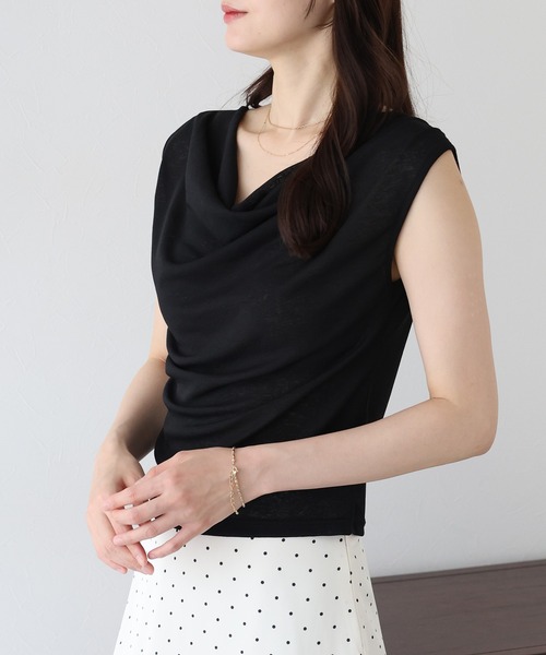 BLUEEAST(ブルーイースト)の「ドレープネックフレンチシアーTシャツ(Tシャツ/カットソー・レディース・ブラック/チャコールグレー/ホワイト・MEDIUM)」の22枚目の写真