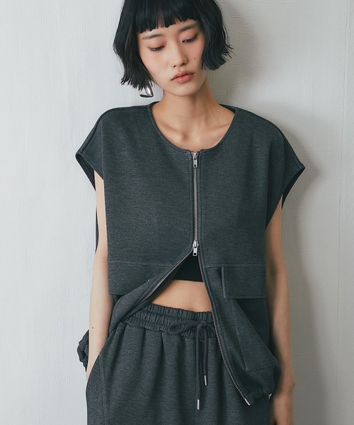 セール】【セットアップ可能】ポンチパーカーブルゾンベスト（パーカー