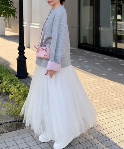 セール】ゴールドボタン裏配色ニットジャケットカーディガン