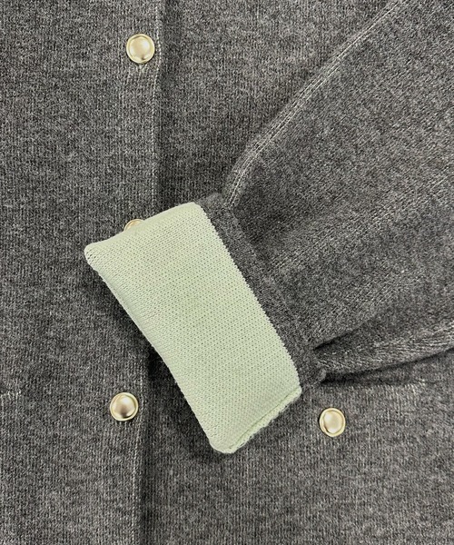 RANAN（ラナン）の「ゴールドボタン裏配色ニットジャケットカーディガン（カーディガン/ボレロ・レディース・オフホワイト/グレー/ベージュ/チャコール・M/L/LL）」の20枚目の写真