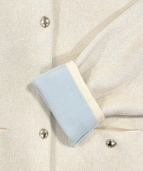 RANAN（ラナン）の「ゴールドボタン裏配色ニットジャケットカーディガン（カーディガン/ボレロ・レディース・オフホワイト/グレー/ベージュ/チャコール・M/L/LL）」の19枚目の写真