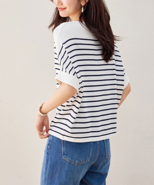 ONEP STAR(ワンピスター)の「フレンチ袖サマーニットトップス(ニット/セーター・レディース・ホワイト/ブラック/ベージュ・FREE)」の16枚目の写真