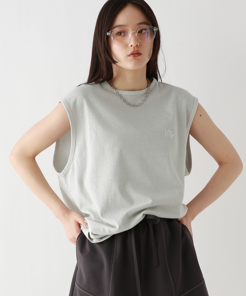 RAGEBLUE（レイジブルー）の「ロゴ刺繍ピグメントルーズノースリーブ（Tシャツ/カットソー・レディース・パープル/ライトブルー/ブラック/グレー・FREE）」の21枚目の写真