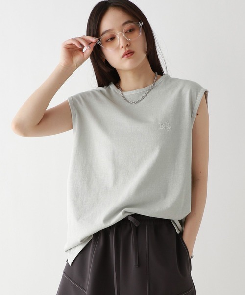 RAGEBLUE（レイジブルー）の「ロゴ刺繍ピグメントルーズノースリーブ（Tシャツ/カットソー・レディース・パープル/ライトブルー/ブラック/グレー・FREE）」の20枚目の写真