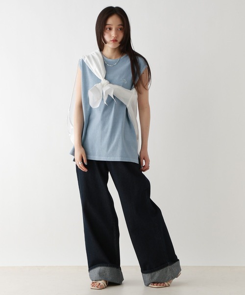 RAGEBLUE（レイジブルー）の「ロゴ刺繍ピグメントルーズノースリーブ（Tシャツ/カットソー・レディース・パープル/ライトブルー/ブラック/グレー・FREE）」の18枚目の写真