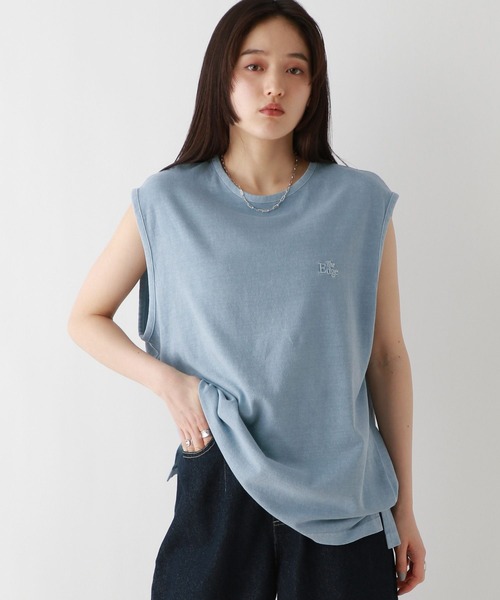 RAGEBLUE（レイジブルー）の「ロゴ刺繍ピグメントルーズノースリーブ（Tシャツ/カットソー・レディース・パープル/ライトブルー/ブラック/グレー・FREE）」の17枚目の写真