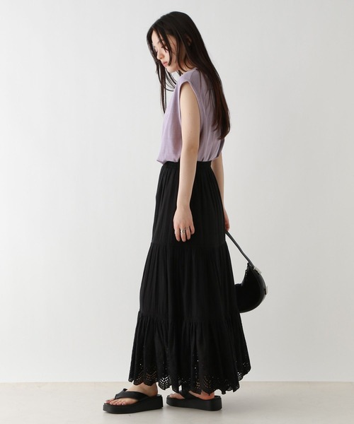 RAGEBLUE（レイジブルー）の「ロゴ刺繍ピグメントルーズノースリーブ（Tシャツ/カットソー・レディース・パープル/ライトブルー/ブラック/グレー・FREE）」の13枚目の写真