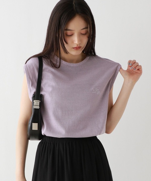 RAGEBLUE（レイジブルー）の「ロゴ刺繍ピグメントルーズノースリーブ（Tシャツ/カットソー・レディース・パープル/ライトブルー/ブラック/グレー・FREE）」の12枚目の写真