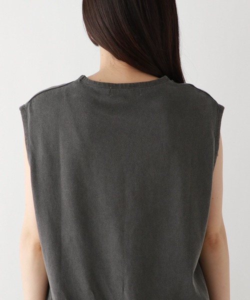 RAGEBLUE（レイジブルー）の「ロゴ刺繍ピグメントルーズノースリーブ（Tシャツ/カットソー・レディース・パープル/ライトブルー/ブラック/グレー・FREE）」の6枚目の写真