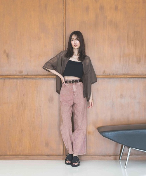 GLOBAL WORK（グローバルワーク）の「カラーデニムバギーパンツ/494058（デニムパンツ・レディース・ライトブラウン/ブルー系その他/ピンク・SMALL/MEDIUM/LARGE）」の15枚目の写真