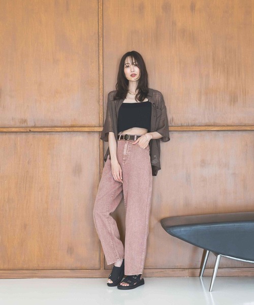 GLOBAL WORK（グローバルワーク）の「カラーデニムバギーパンツ/494058（デニムパンツ・レディース・ライトブラウン/ブルー系その他/ピンク・SMALL/MEDIUM/LARGE）」の14枚目の写真