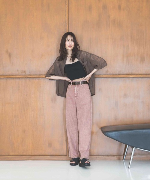 GLOBAL WORK（グローバルワーク）の「カラーデニムバギーパンツ/494058（デニムパンツ・レディース・ライトブラウン/ブルー系その他/ピンク・SMALL/MEDIUM/LARGE）」の13枚目の写真