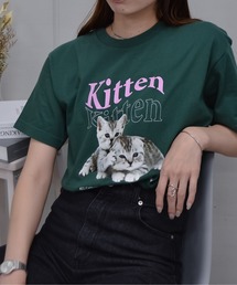 【spiritoso】 kitten 猫プリントTシャツ CAT