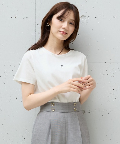 Andemiu（アンデミュウ）の「ミニロゴシシュウT575214（Tシャツ/カットソー・レディース・ブラック/オフホワイト・FREE）」の2枚目の写真