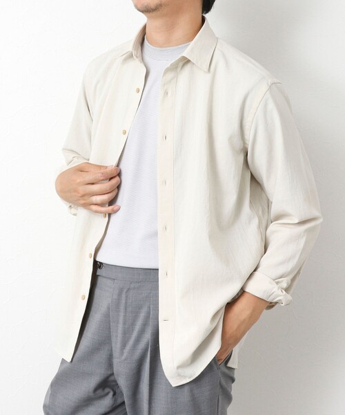 NOLLEY’S（ノーリーズ）の「【EVALET】吸水速乾 イージーケア ストレッチシャツ（シャツ/ブラウス・メンズ・グリーン/オフホワイト/ネイビー/グレイッシュブルー・S/M/L/XL）」の2枚目の写真