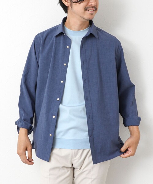 NOLLEY’S（ノーリーズ）の「【EVALET】吸水速乾 イージーケア ストレッチシャツ（シャツ/ブラウス・メンズ・グリーン/オフホワイト/ネイビー/グレイッシュブルー・S/M/L/XL）」の4枚目の写真