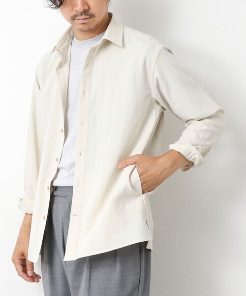 NOLLEY’S（ノーリーズ）の「【EVALET】吸水速乾 イージーケア ストレッチシャツ（シャツ/ブラウス・メンズ・グリーン/オフホワイト/ネイビー/グレイッシュブルー・S/M/L/XL）」の12枚目の写真