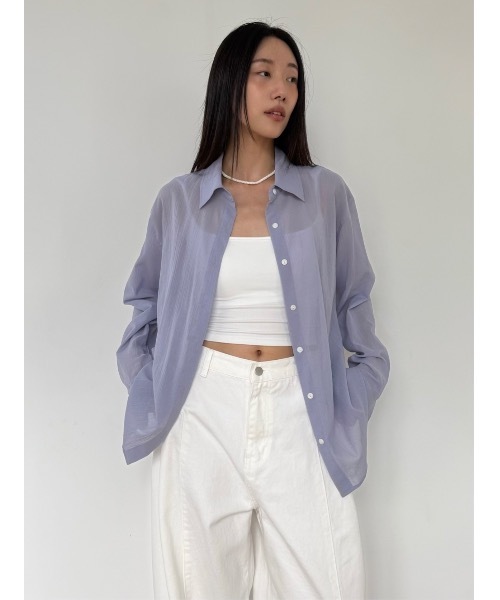 Didot.showroom(ディドット ショールーム)の「【DIDOT.】サンシェードシアーベーシックシャツ(シャツ/ブラウス・レディース・アイボリー/ブラック/クリーム/ラベンダー・FREE)」の1枚目の写真