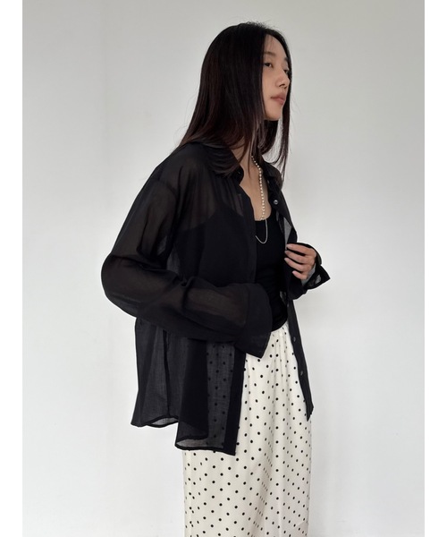 Didot.showroom(ディドット ショールーム)の「【DIDOT.】サンシェードシアーベーシックシャツ(シャツ/ブラウス・レディース・アイボリー/ブラック/クリーム/ラベンダー・FREE)」の3枚目の写真