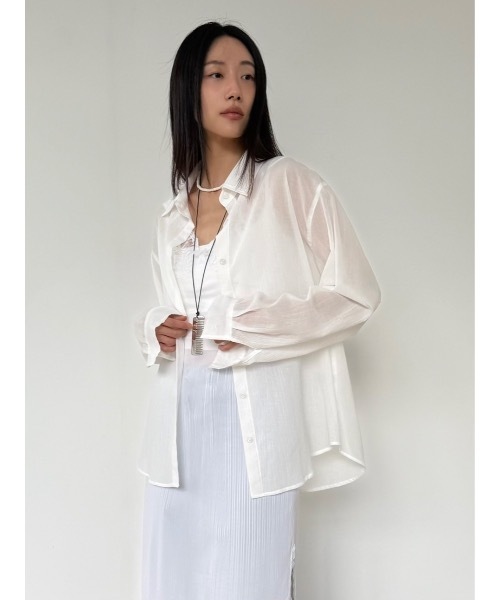 Didot.showroom(ディドット ショールーム)の「【DIDOT.】サンシェードシアーベーシックシャツ(シャツ/ブラウス・レディース・アイボリー/ブラック/クリーム/ラベンダー・FREE)」の7枚目の写真