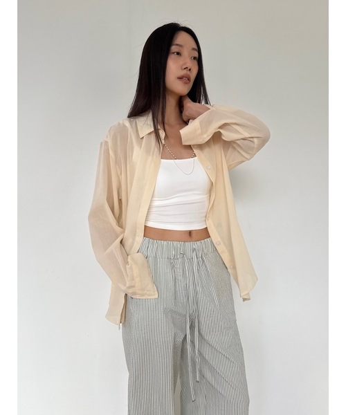 Didot.showroom(ディドット ショールーム)の「【DIDOT.】サンシェードシアーベーシックシャツ(シャツ/ブラウス・レディース・アイボリー/ブラック/クリーム/ラベンダー・FREE)」の15枚目の写真