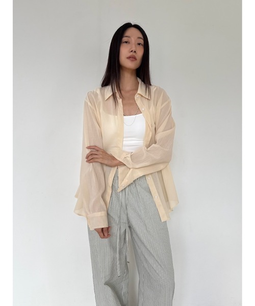 Didot.showroom(ディドット ショールーム)の「【DIDOT.】サンシェードシアーベーシックシャツ(シャツ/ブラウス・レディース・アイボリー/ブラック/クリーム/ラベンダー・FREE)」の16枚目の写真
