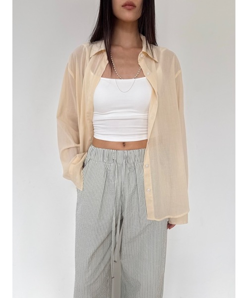 Didot.showroom(ディドット ショールーム)の「【DIDOT.】サンシェードシアーベーシックシャツ(シャツ/ブラウス・レディース・アイボリー/ブラック/クリーム/ラベンダー・FREE)」の17枚目の写真
