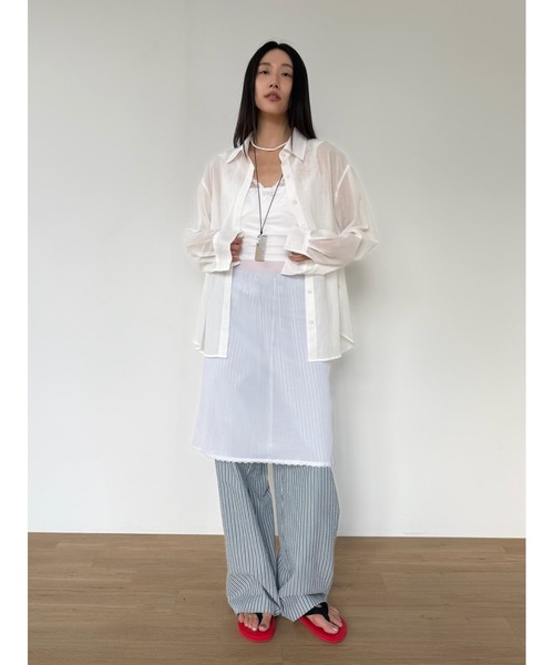 Didot.showroom(ディドット ショールーム)の「【DIDOT.】サンシェードシアーベーシックシャツ(シャツ/ブラウス・レディース・アイボリー/ブラック/クリーム/ラベンダー・FREE)」の8枚目の写真
