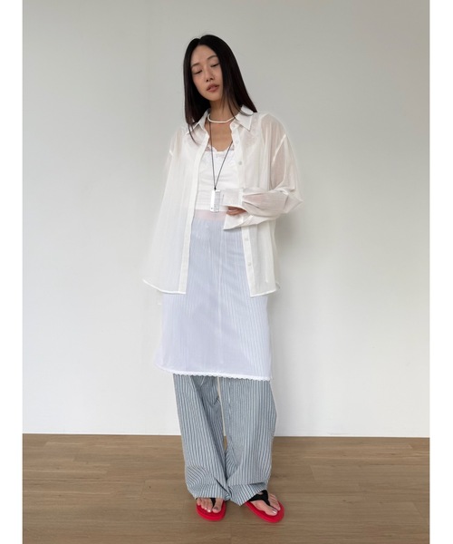 Didot.showroom(ディドット ショールーム)の「【DIDOT.】サンシェードシアーベーシックシャツ(シャツ/ブラウス・レディース・アイボリー/ブラック/クリーム/ラベンダー・FREE)」の9枚目の写真