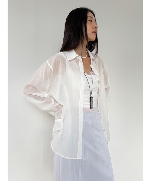 Didot.showroom(ディドット ショールーム)の「【DIDOT.】サンシェードシアーベーシックシャツ(シャツ/ブラウス・レディース・アイボリー/ブラック/クリーム/ラベンダー・FREE)」の5枚目の写真