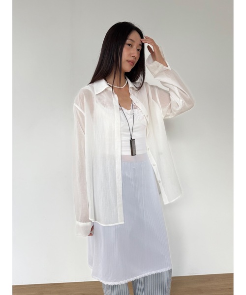 Didot.showroom(ディドット ショールーム)の「【DIDOT.】サンシェードシアーベーシックシャツ(シャツ/ブラウス・レディース・アイボリー/ブラック/クリーム/ラベンダー・FREE)」の6枚目の写真