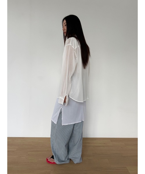Didot.showroom(ディドット ショールーム)の「【DIDOT.】サンシェードシアーベーシックシャツ(シャツ/ブラウス・レディース・アイボリー/ブラック/クリーム/ラベンダー・FREE)」の10枚目の写真