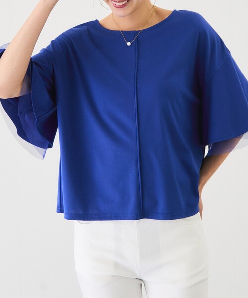 Jayro(ジャイロ)の「R/Nスムースポンチプルオーバー(Tシャツ/カットソー・レディース・ブルー/ブラック/ホワイト/チャコールグレー・M)」の21枚目の写真