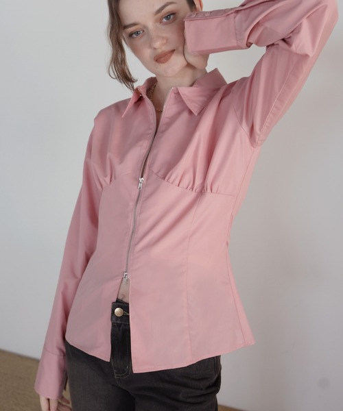 セール】ビスチェ風ダブルジップロングスリーブシャツ（シャツ