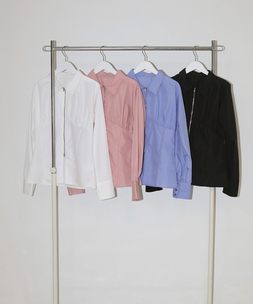 Mili affinity(ミリアフィニティー)の「ビスチェ風ダブルジップロングスリーブシャツ(シャツ/ブラウス・レディース・ブルー/ピンク/ブラック/オフホワイト・FREE)」の5枚目の写真