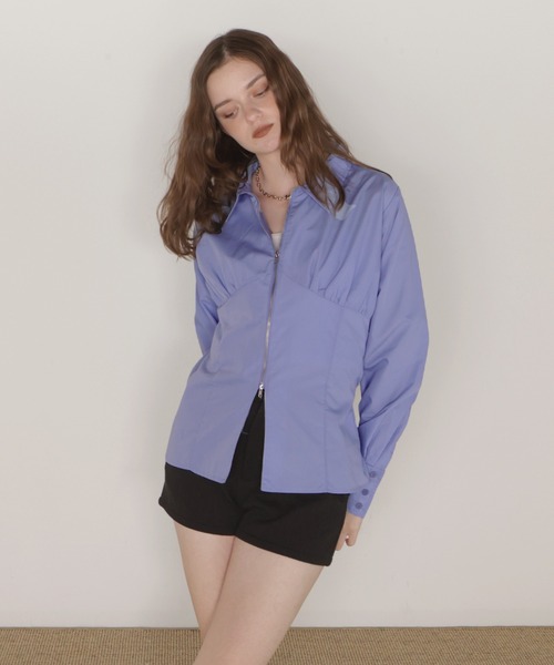 Mili affinity(ミリアフィニティー)の「ビスチェ風ダブルジップロングスリーブシャツ(シャツ/ブラウス・レディース・ブルー/ピンク/ブラック/オフホワイト・FREE)」の11枚目の写真