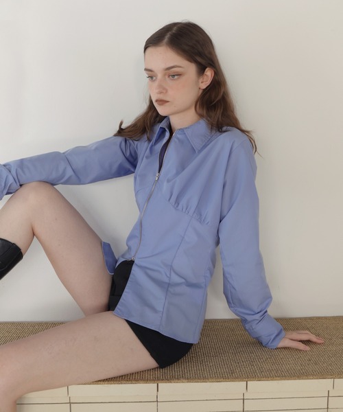 Mili affinity(ミリアフィニティー)の「ビスチェ風ダブルジップロングスリーブシャツ(シャツ/ブラウス・レディース・ブルー/ピンク/ブラック/オフホワイト・FREE)」の13枚目の写真