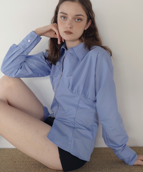 Mili affinity(ミリアフィニティー)の「ビスチェ風ダブルジップロングスリーブシャツ(シャツ/ブラウス・レディース・ブルー/ピンク/ブラック/オフホワイト・FREE)」の14枚目の写真