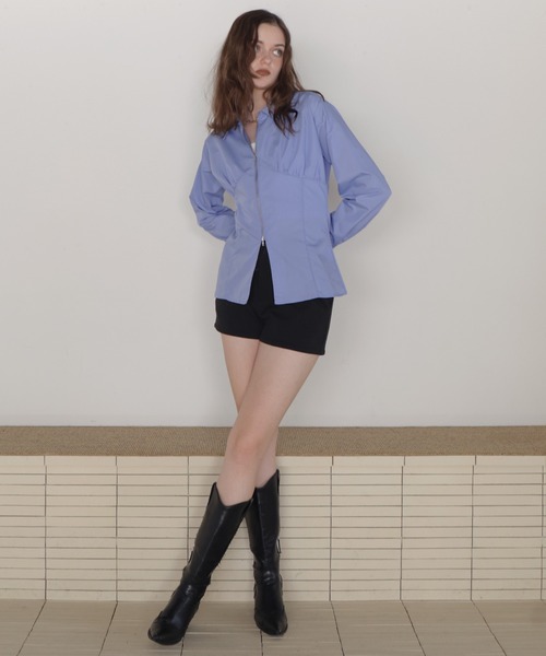 Mili affinity(ミリアフィニティー)の「ビスチェ風ダブルジップロングスリーブシャツ(シャツ/ブラウス・レディース・ブルー/ピンク/ブラック/オフホワイト・FREE)」の15枚目の写真