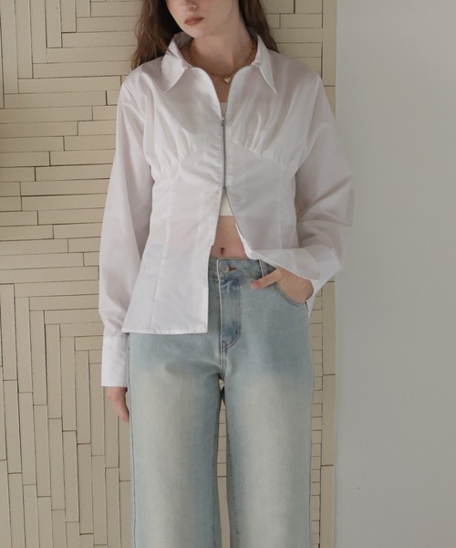 Mili affinity(ミリアフィニティー)の「ビスチェ風ダブルジップロングスリーブシャツ(シャツ/ブラウス・レディース・ブルー/ピンク/ブラック/オフホワイト・FREE)」の19枚目の写真