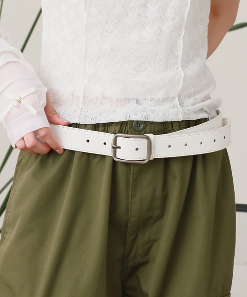 ROOPTOKYO(ループトウキョウ)の「OKUOKU 0909/オクオク シルバースクエアバックル ベルト 夏物 夏服(ベルト・レディース・ホワイト/ブラウン/ダークブラウン/ブラック/ゼブラ/レッド/カーキオリーブ/ブラック系1/ホワイト系その他/ホワイト×ブラック・FREE)」の13枚目の写真