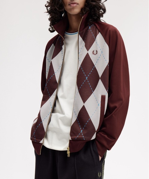 FRED PERRY(フレッドペリー)の「Argyle Track Jacket/アーガイルトラックジャケット(ジャージ・メンズ・ワインレッド・M/L)」の6枚目の写真