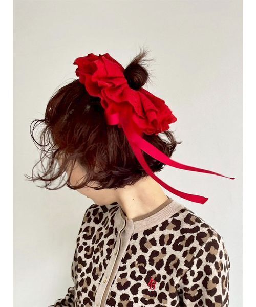 LILY BROWN（リリーブラウン）の「バリエーションリボンシュシュ（シュシュ・レディース・ドット/レッド/レオパード/オフホワイト・F）」の2枚目の写真