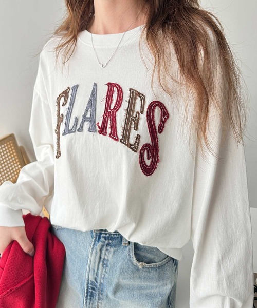 FIRST MOOD(ファーストムード)の「《FIRSTMOODコラボ》カラフルパッチロゴロンT(Tシャツ/カットソー・レディース・チャコール/オフホワイト・MEDIUM/LARGE)」の2枚目の写真