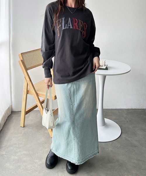 FIRST MOOD(ファーストムード)の「《FIRSTMOODコラボ》カラフルパッチロゴロンT(Tシャツ/カットソー・レディース・チャコール/オフホワイト・MEDIUM/LARGE)」の9枚目の写真
