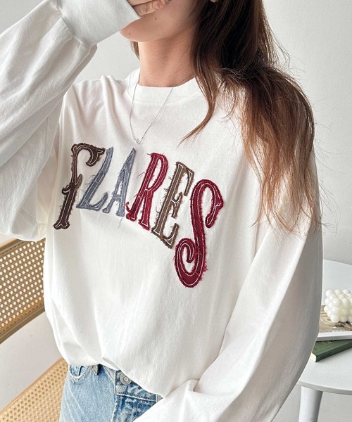 FIRST MOOD(ファーストムード)の「《FIRSTMOODコラボ》カラフルパッチロゴロンT(Tシャツ/カットソー・レディース・チャコール/オフホワイト・MEDIUM/LARGE)」の11枚目の写真