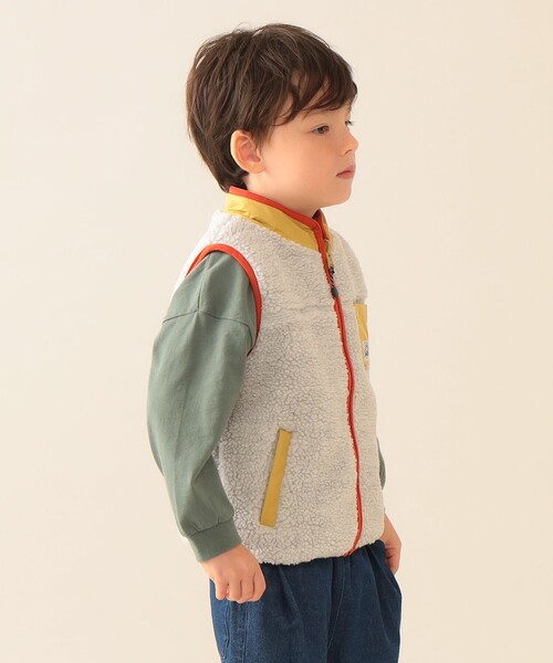 BEAMS mini(ビームスミニ)の「ボアキルト リバーシブル ベスト 2025FW(90~140cm)(ベスト・キッズ・ナチュラル/ネイビー・S(90~100)/(110~120)/(130~140))」の4枚目の写真